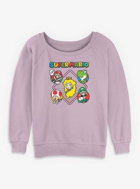 Nintendo Super Mario Diamond Characters Womens Slouchy Sweatshirt, , hi-res
